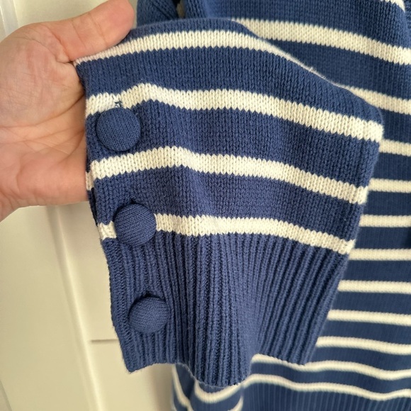 NWT KERRI ROSENTHAL knit striped embroidered font graphic V neck knit sweater M - Picture 5 of 12